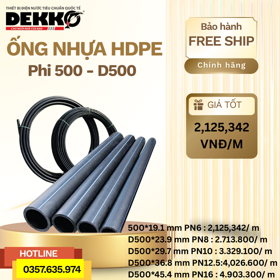 Ống Nhựa HDPE DEKKO Phi 500